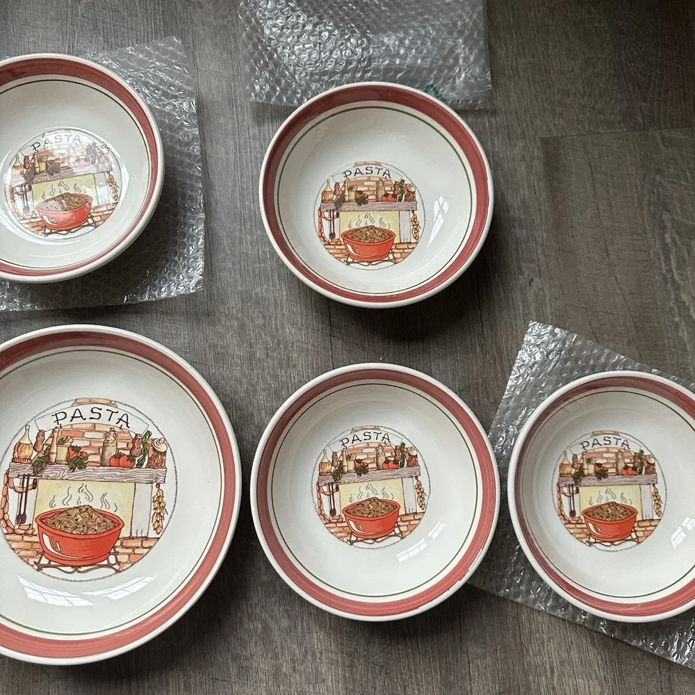 NEW VINTAGE Himark TRE CI Pasta Set Buona San Remo Italia 1 Serving Bowl 4 Other